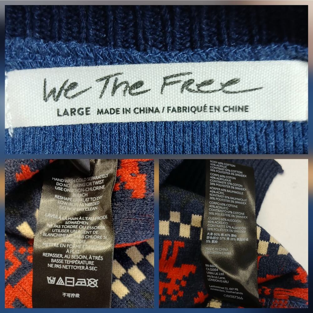 Free People We The Free To The Woods Thermal Henley Sweater in Boy Combo Sz *M/L - Picture 5 of 8